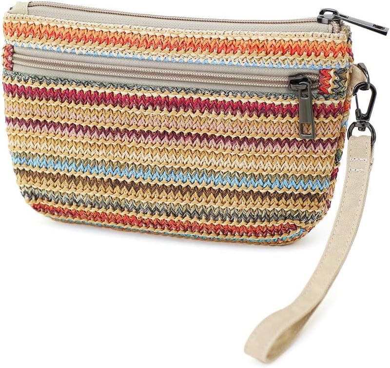 BBORGDC Small Wristlet Wallets for Women, Zip Clutch Bag with Wristlet Pouch, 3-Zipper Original Design - Image 1